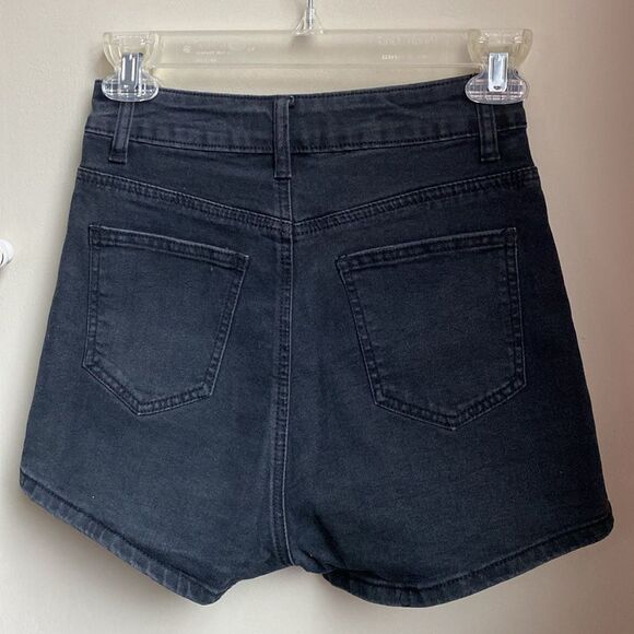 ❄️SALE❄️Petite High Waist Black Denim Disco Shorts - Picture 6 of 8